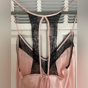 Pink nightgown with black lace